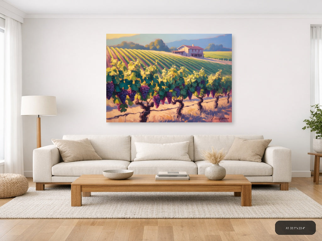 Vibrant Vineyard Landscape Abstract Wall Art — A1 / Living Room