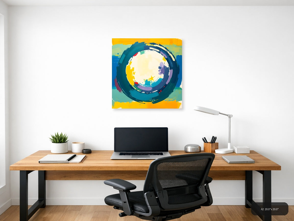 Colorful Abstract Circle with Star - Modern Wall Art — A2 / Office