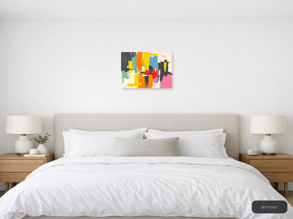 Vibrant Abstract Brushstrokes Modern Colorful Wall Art — A4 / Bedroom
