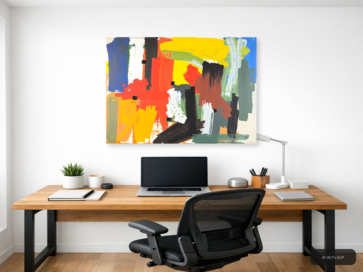 Vibrant Abstract Expressionist Composition Wall Art — A1 / Office