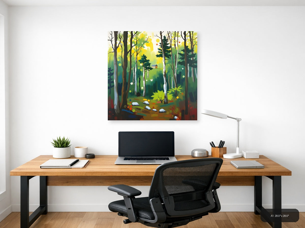 Forest Cabin Abstract Landscape Wall Art — A1 / Office