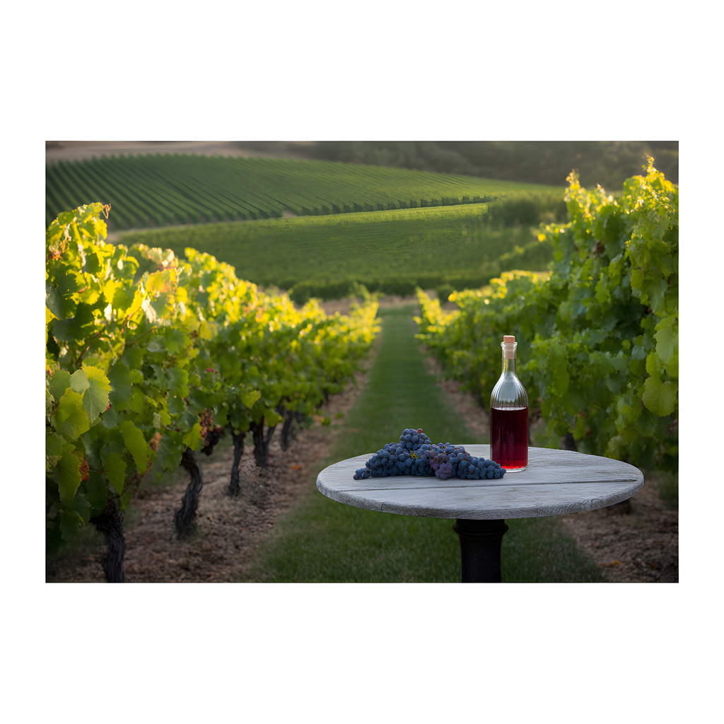 Vineyard Wine Bottle Grapes Minimalist Wall Art