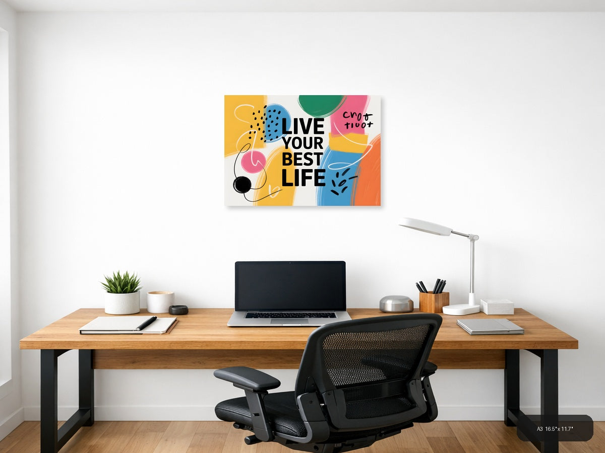 Live Your Best Life Abstract Colorful Wall Art — A3 / Office