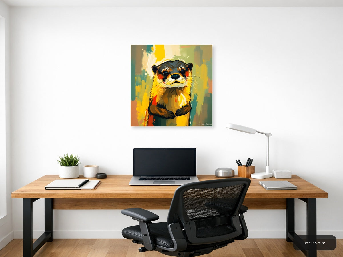 Colorful Otter Abstract Portrait Wall Art — A2 / Office