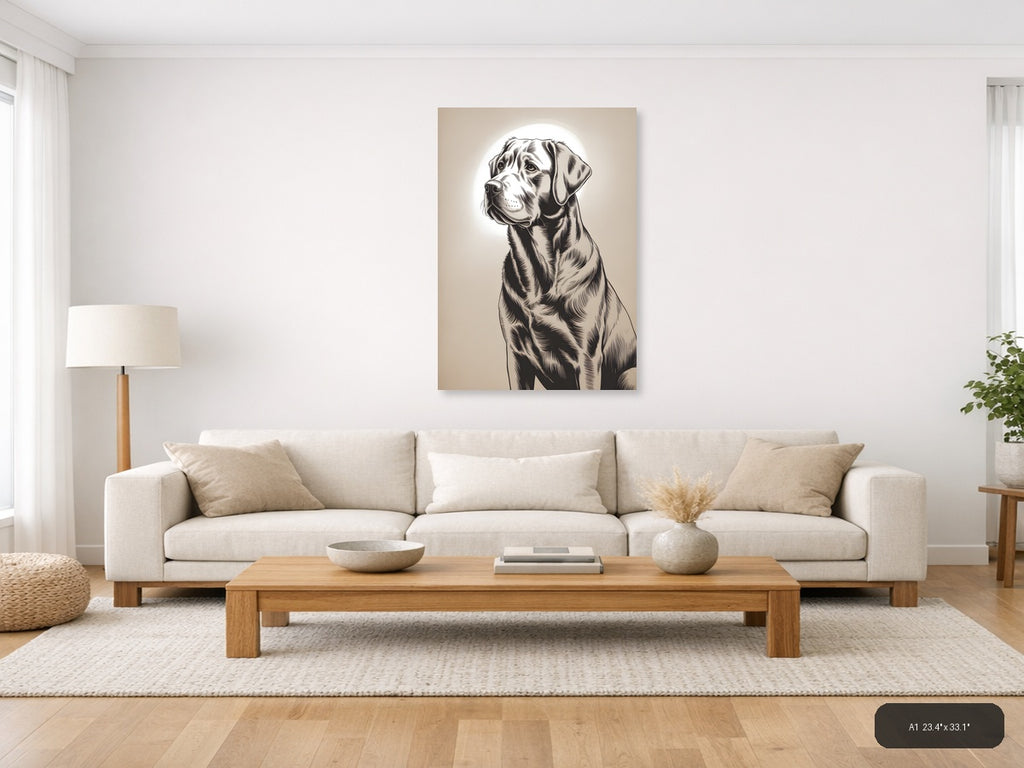 Labrador Retriever Portrait Line Art Wall Art — A1 / Living Room