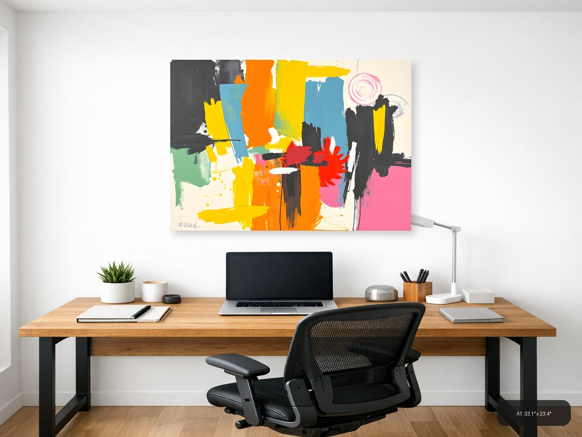 Vibrant Abstract Brushstrokes Modern Colorful Wall Art — A1 / Office