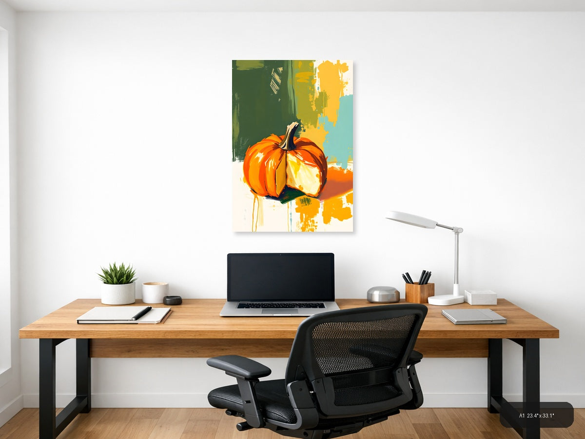 Abstract Orange Pumpkin Modern Autumn Wall Art — A1 / Office