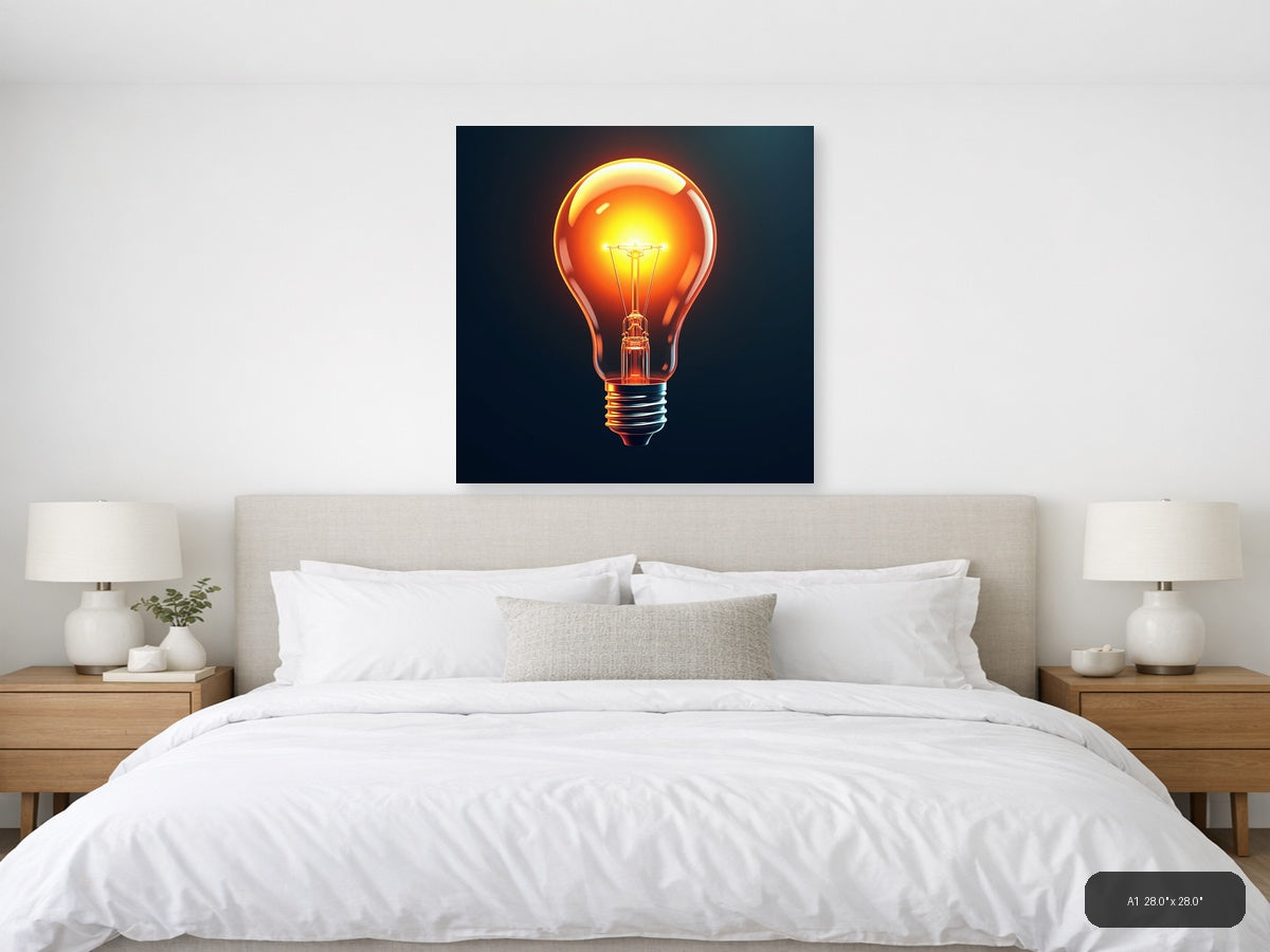 Glowing Lightbulb Abstract Modern Wall Art — A1 / Bedroom