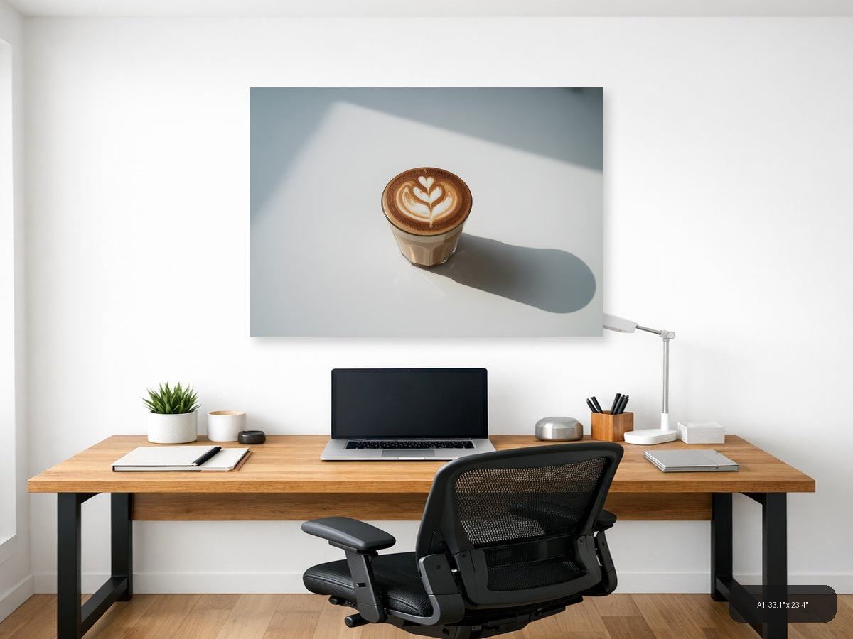 Minimalist Latte Art Coffee Cup Wall Art — A1 / Office