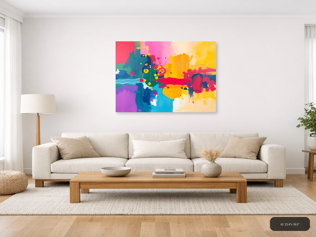 Vibrant Abstract Landscape Colorful Modern Wall Art — A2 / Living Room