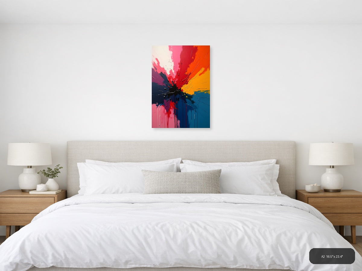 Vibrant Abstract Explosion Centre - Modern Splash Wall Art — A2 / Bedroom
