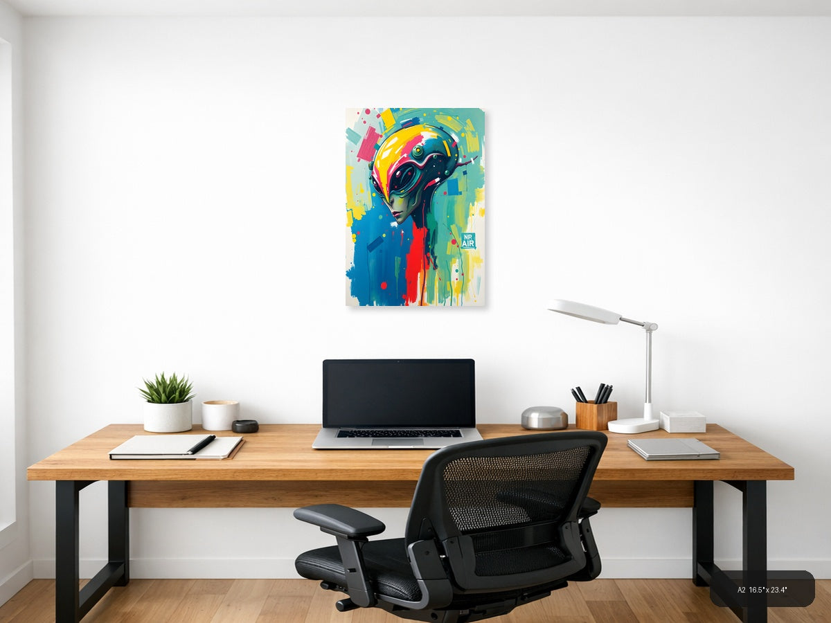 Colorful Abstract Futuristic Head Portrait Wall Art — A2 / Office