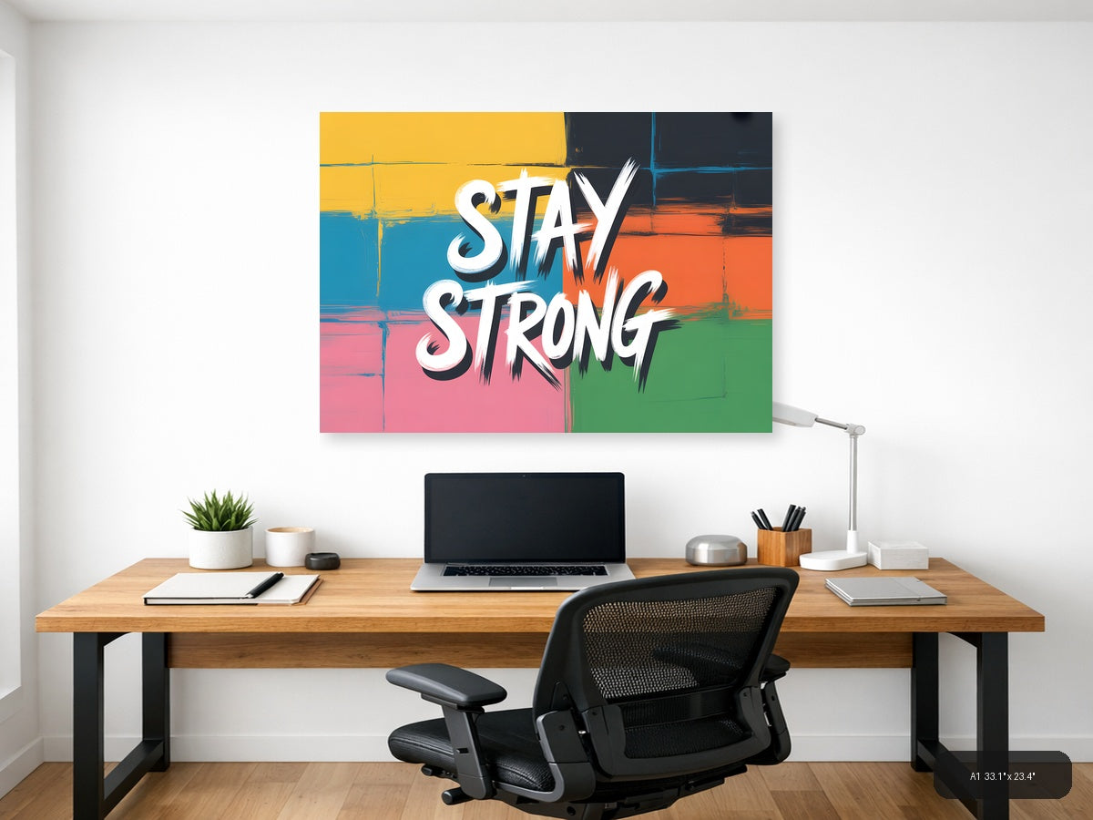 Stay Strong Colorful Abstract Street Art Wall Art — A1 / Office