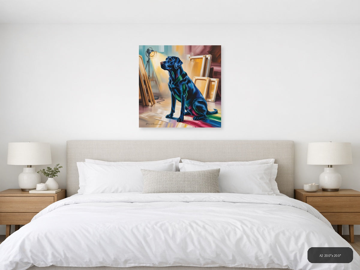 Blue Dog Abstract Studio Portrait Wall Art — A2 / Bedroom