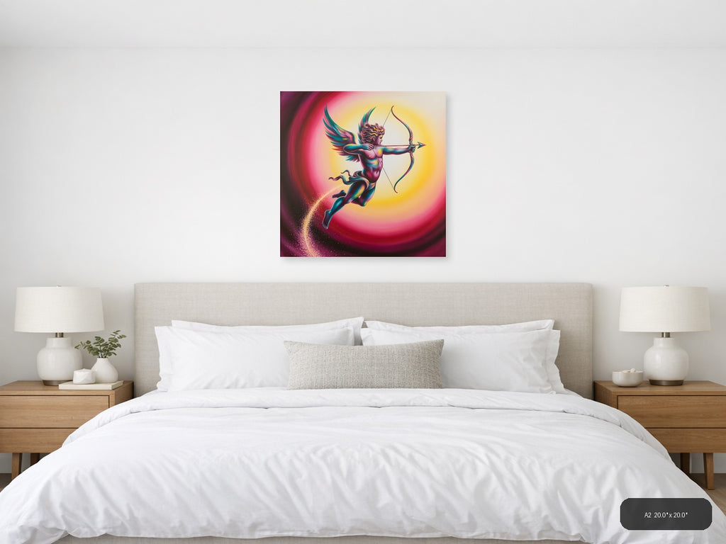 Colorful Cupid Angel with Bow Abstract Wall Art — A2 / Bedroom