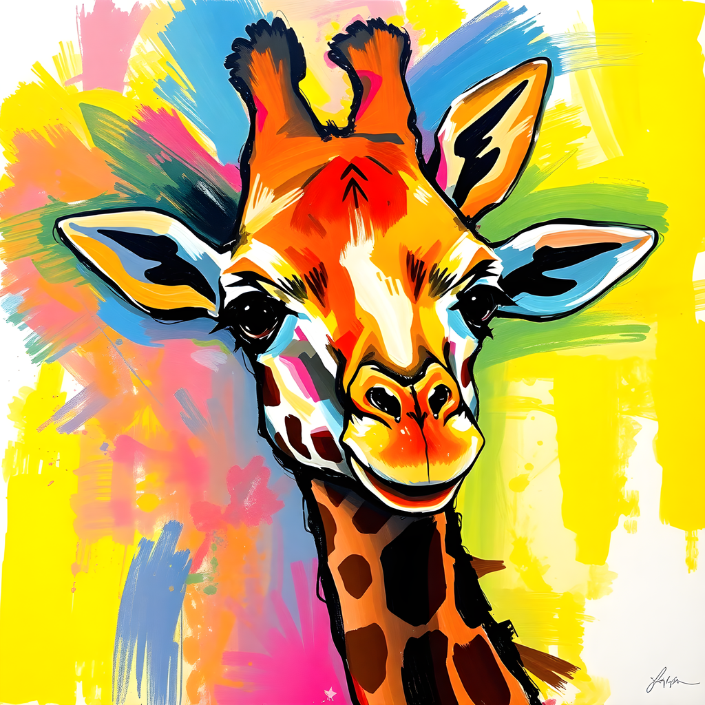 Colorful Abstract Giraffe Pop Art Wall Art