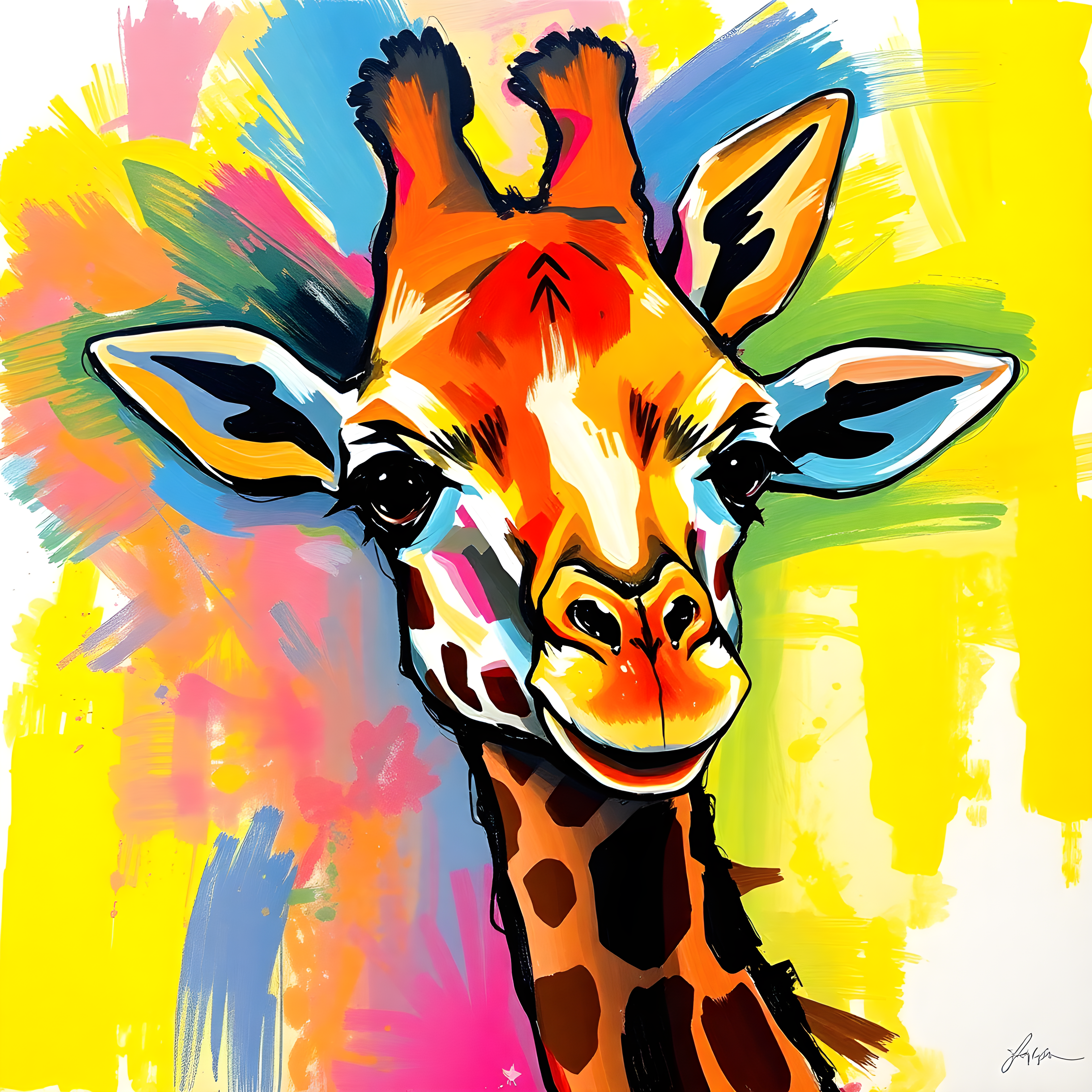 Colorful Abstract Giraffe Pop Art Wall Art