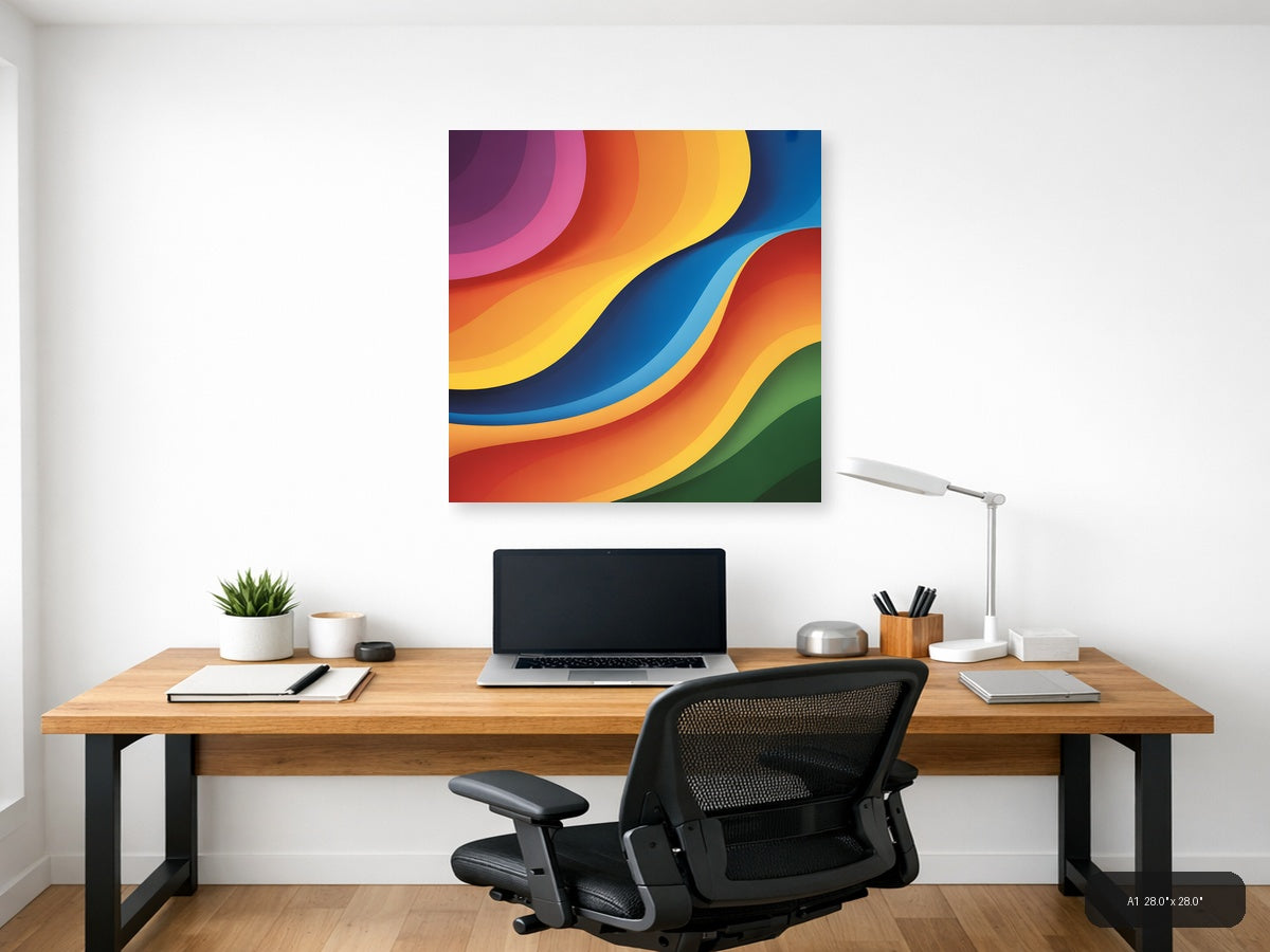 Colorful Abstract Layered Waves Photography Wall Art — A1 / Office