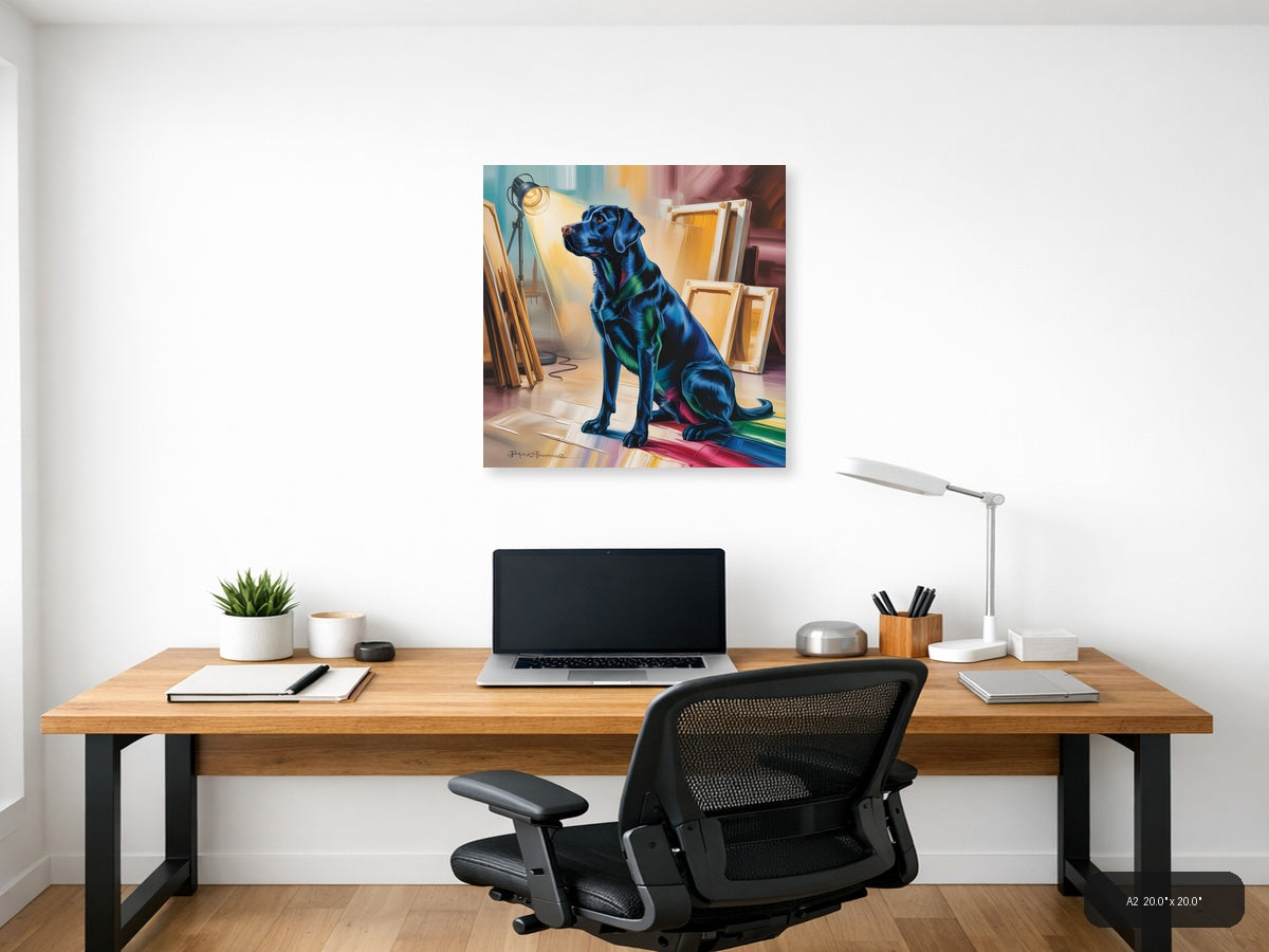 Blue Dog Abstract Studio Portrait Wall Art — A2 / Office