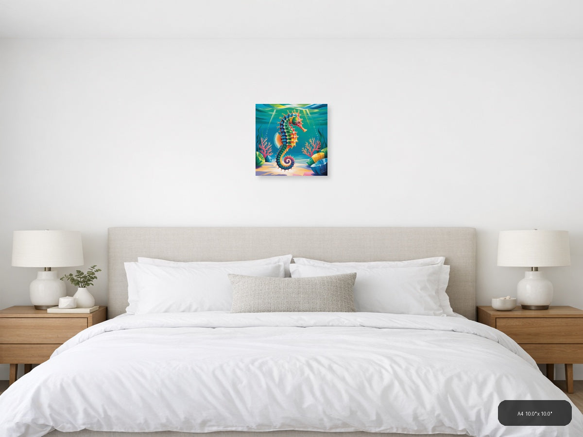 Seahorse — Abstract (Square) Canvas Print | Abstract Wall Art | A4 A3 A2 A1 — A4 / Bedroom