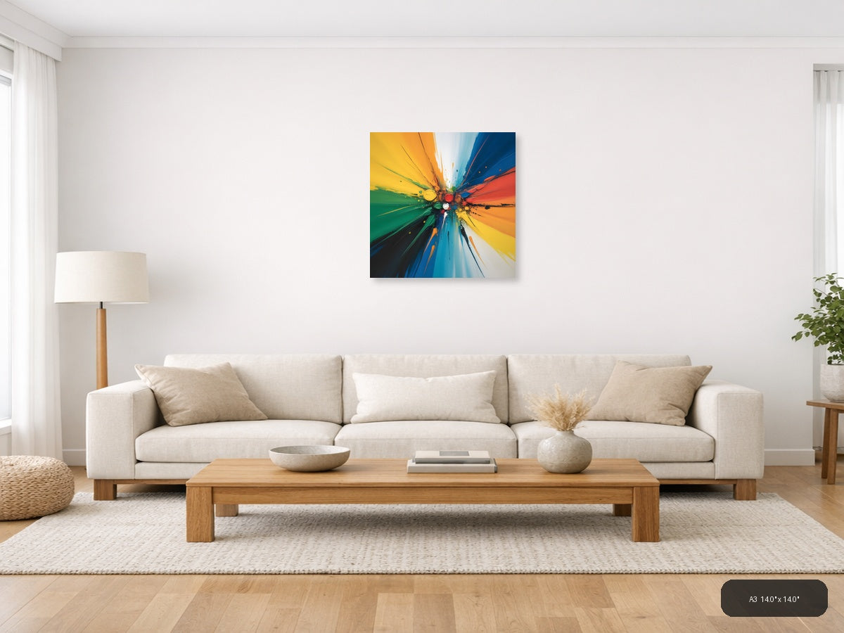 Colorful Paint Explosion Abstract Canvas Wall Art — A3 / Living Room