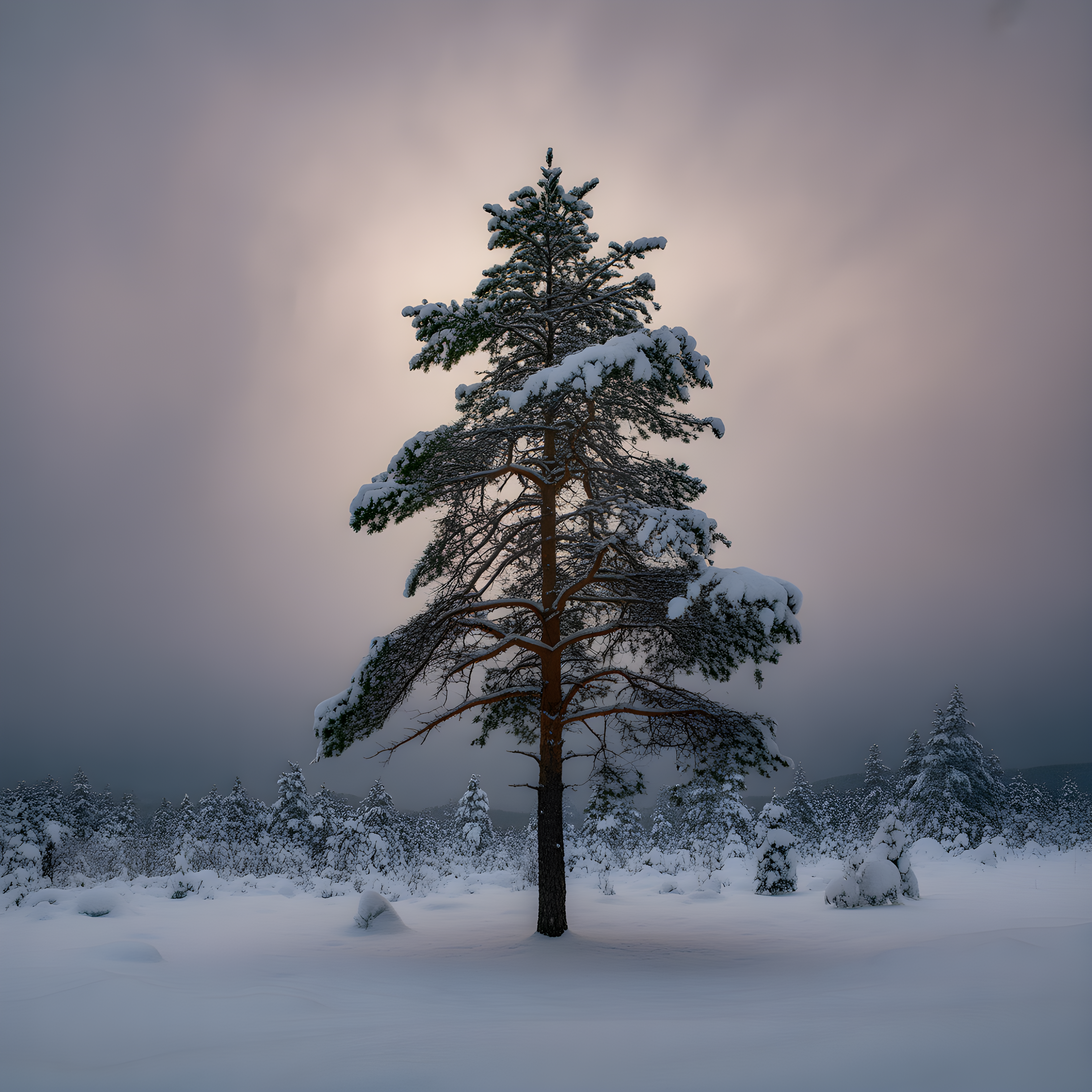 Snow-Covered Pine Tree Winter Forest Photography Wall Art