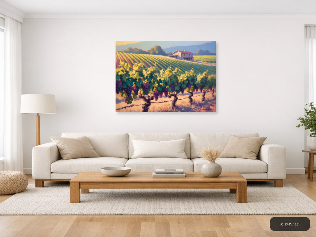 Vibrant Vineyard Landscape Abstract Wall Art — A2 / Living Room
