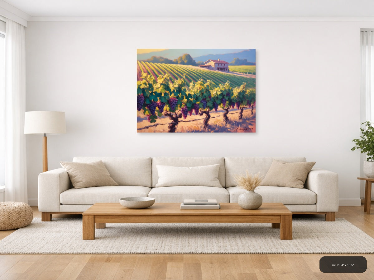 Vibrant Vineyard Landscape Abstract Wall Art — A2 / Living Room