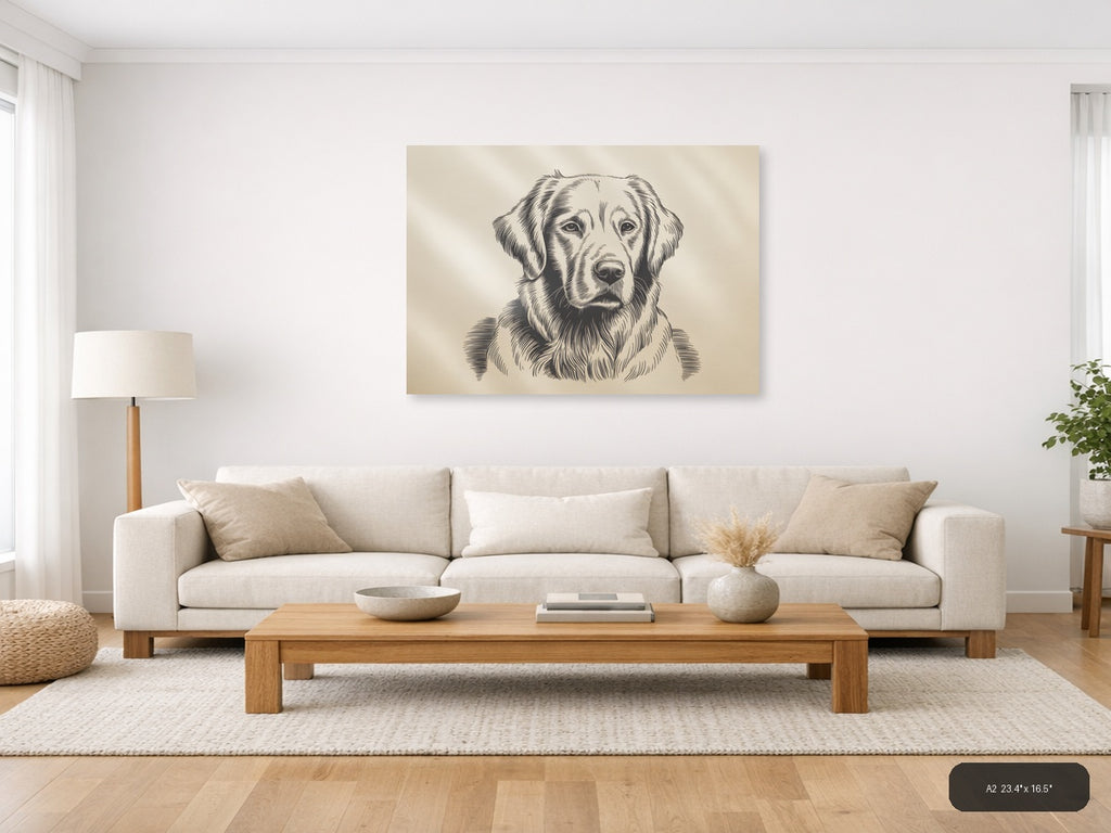 Labrador Retriever Portrait Line Art Wall Art — A2 / Living Room