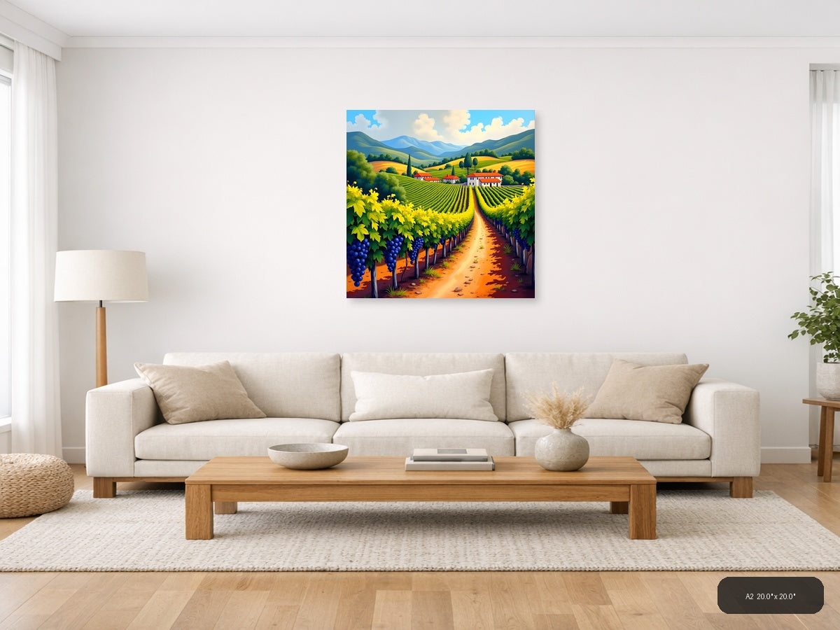 Tuscan Vineyard Landscape Abstract Wall Art — A2 / Living Room