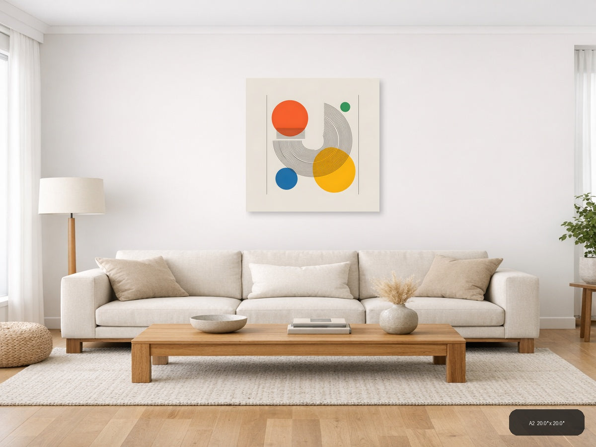 Geometric Circles Line Art Wall Art — A2 / Living Room