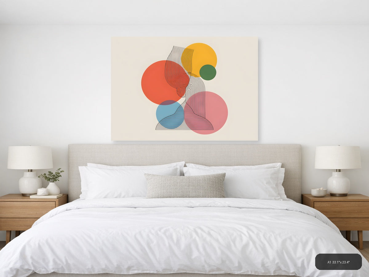 Colorful Geometric Circles Line Art Wall Art — A1 / Bedroom