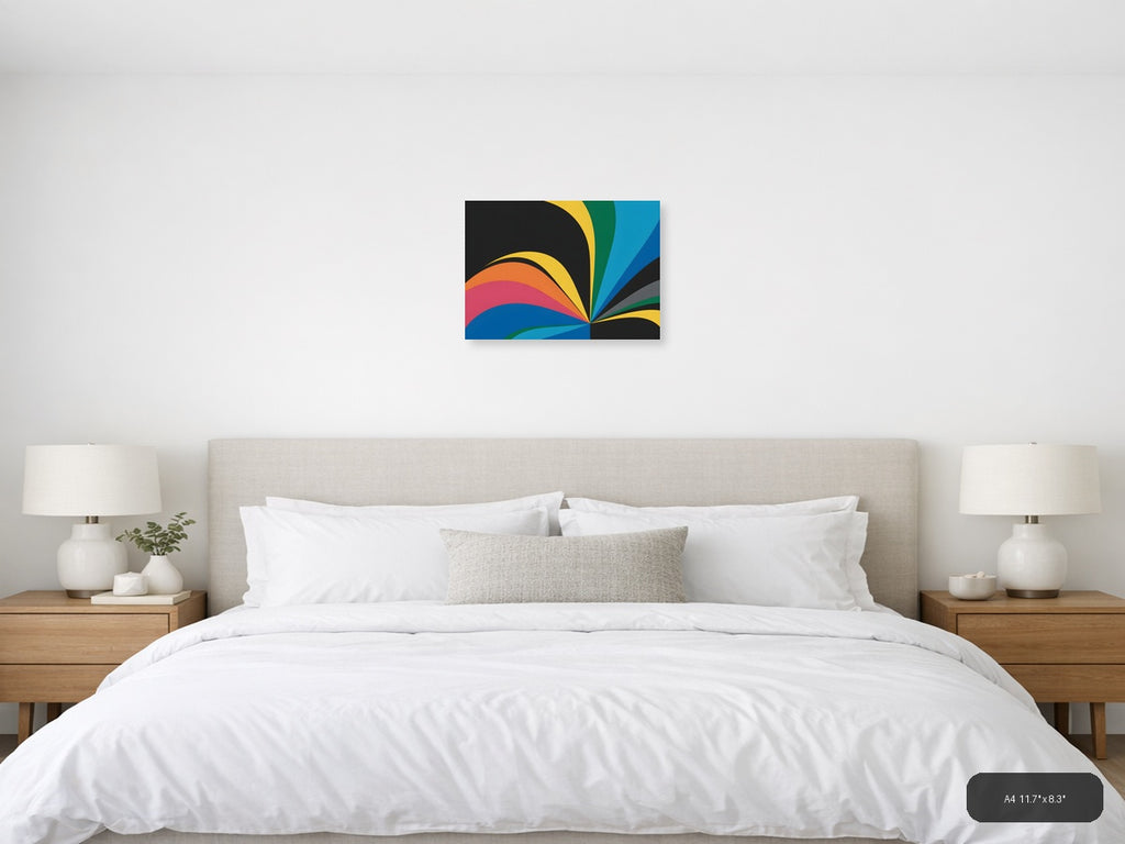 Colorful Rainbow Wave Abstract Photography Wall Art — A4 / Bedroom
