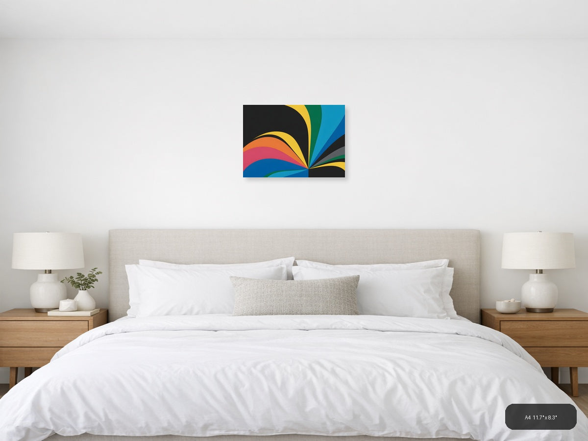 Colorful Rainbow Wave Abstract Photography Wall Art — A4 / Bedroom