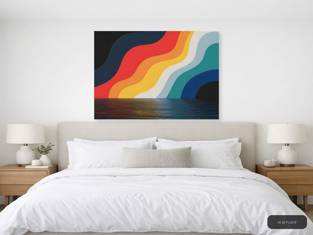 Colorful Wave Rainbow Stripes Photography Wall Art — A1 / Bedroom