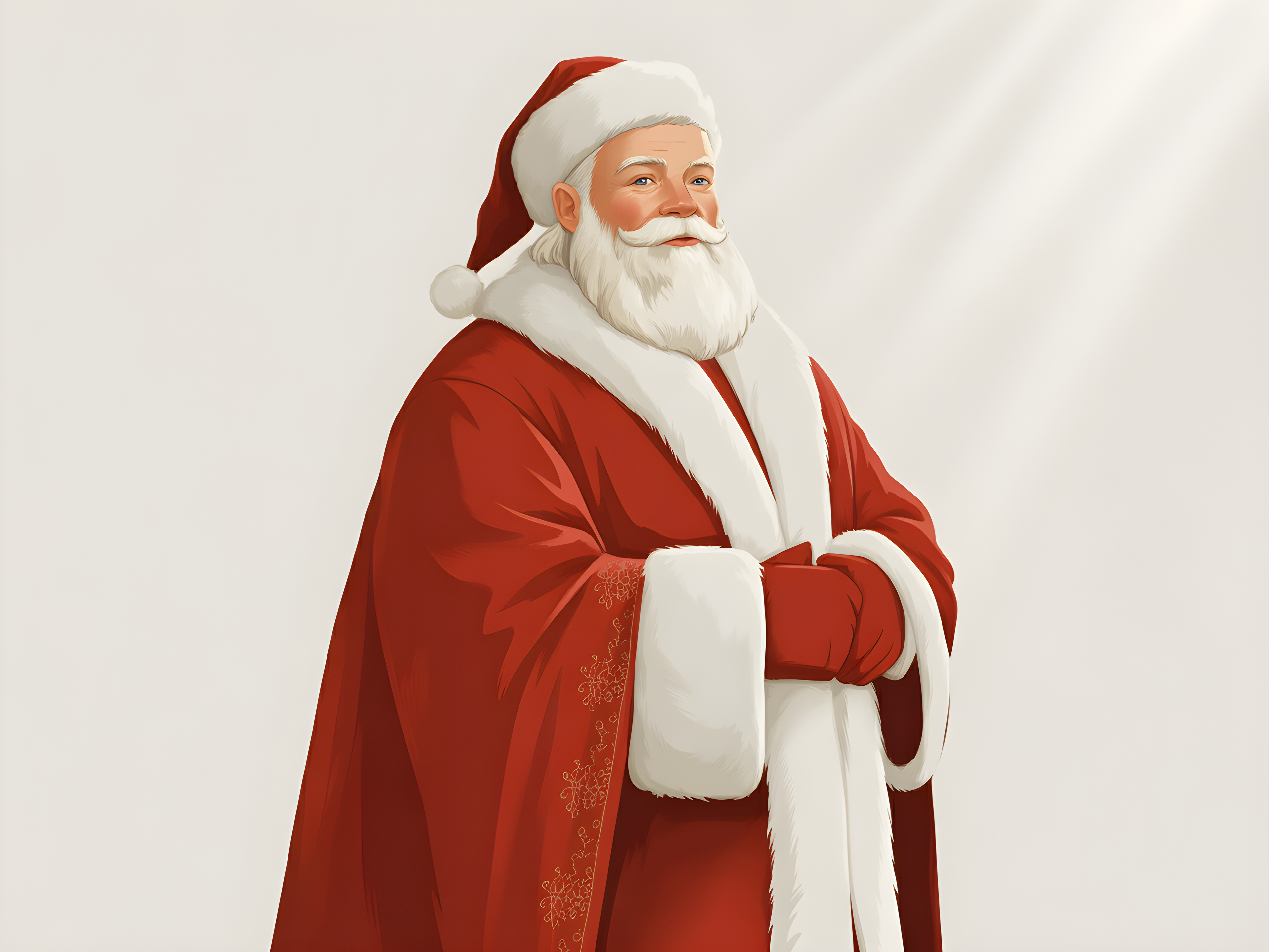 Minimalist Santa Claus Portrait Red White Wall Art