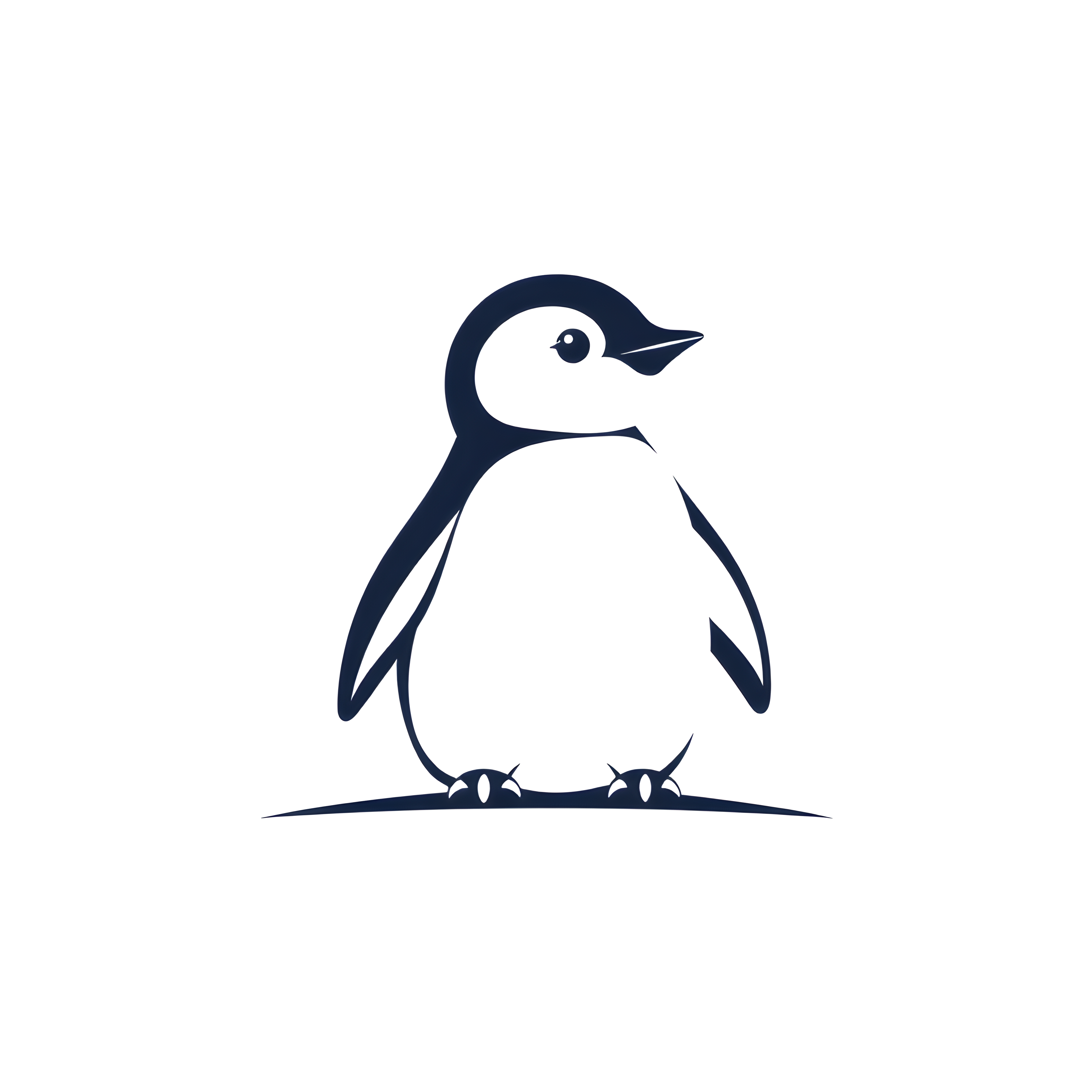 Minimalist Penguin Chick Silhouette Navy Wall Art
