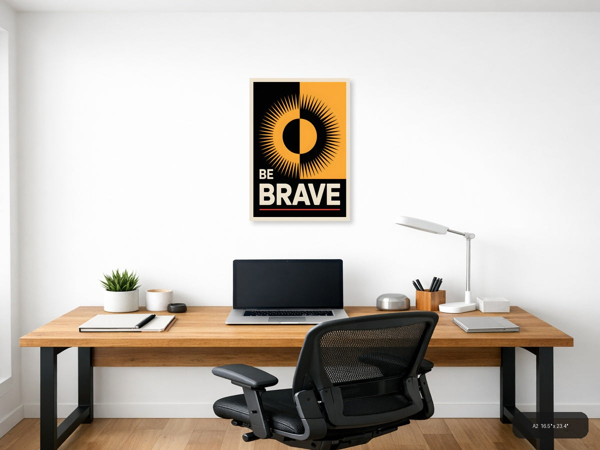 Be Brave Motivational Sun Eye Photography Wall Art — A2 / Office