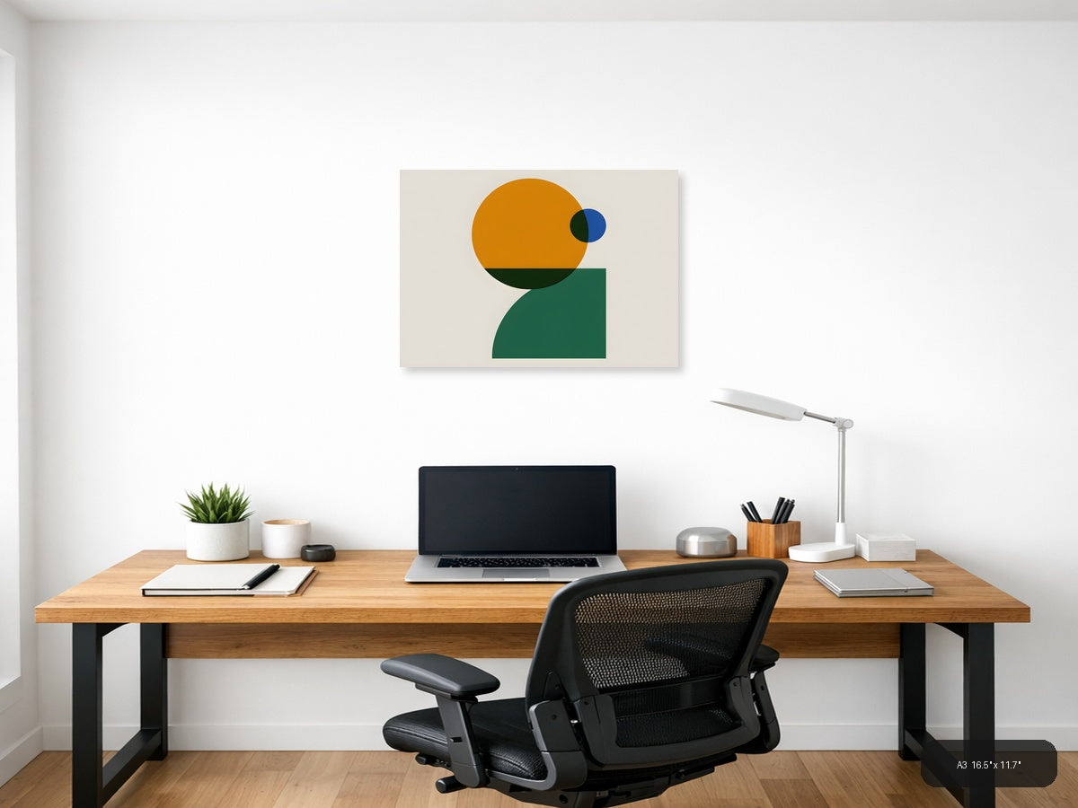 Minimalist Abstract Geometric Shapes Wall Art — A3 / Office
