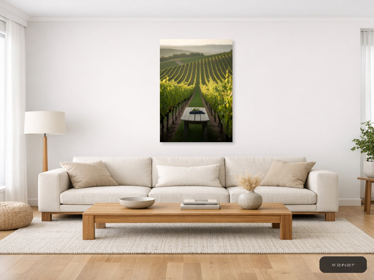 Vineyard Harvest Table Minimalist Wall Art — A1 / Living Room