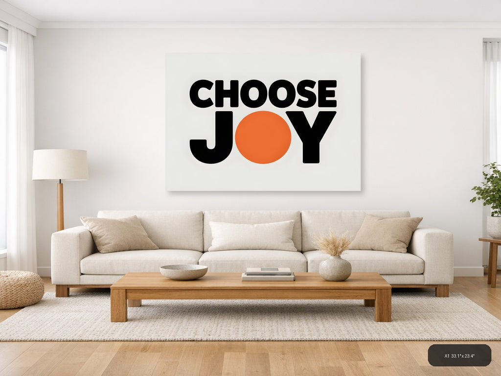 Choose Joy Minimalist Orange Circle Wall Art — A1 / Living Room