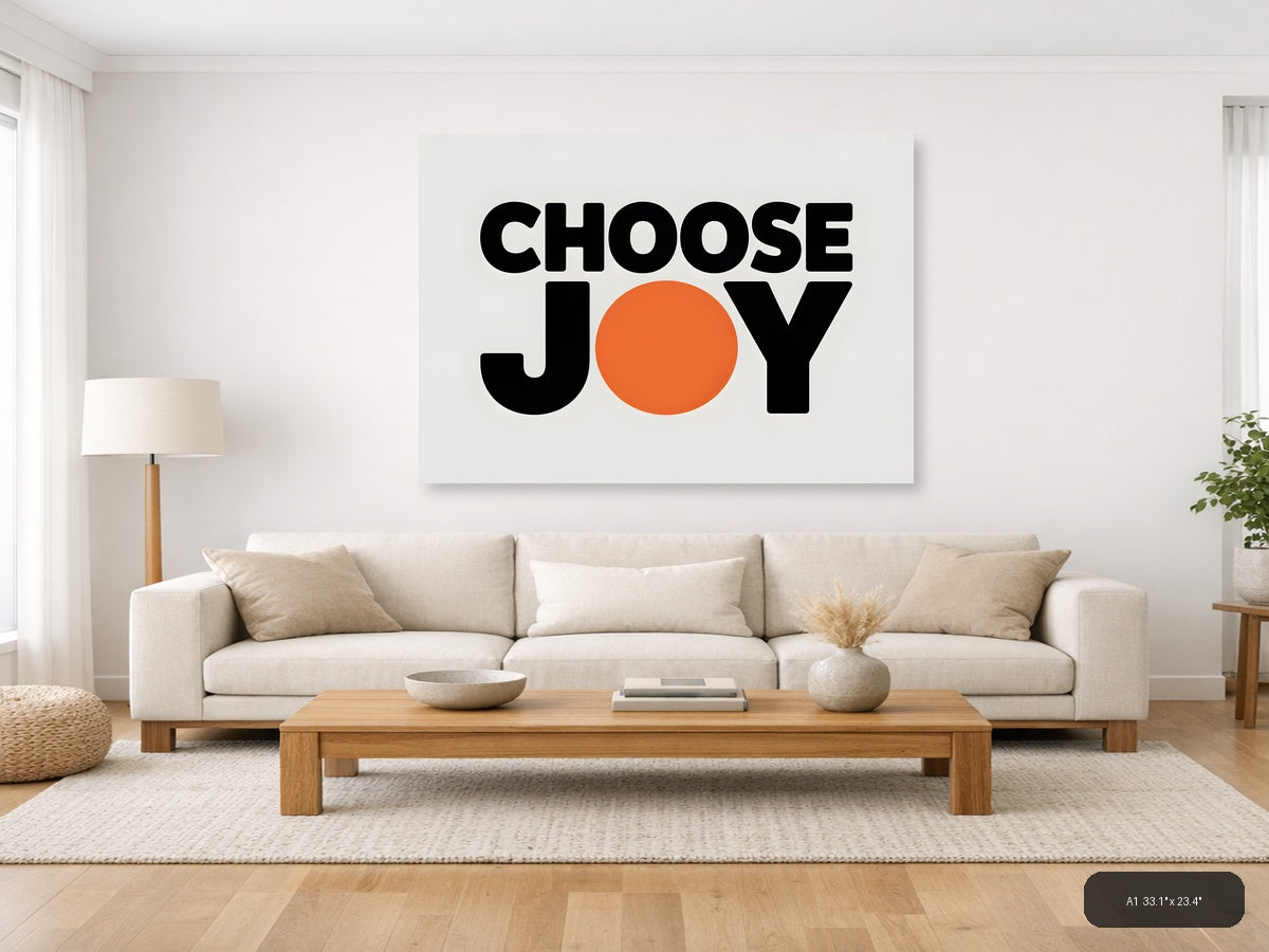 Choose Joy Minimalist Orange Circle Wall Art — A1 / Living Room