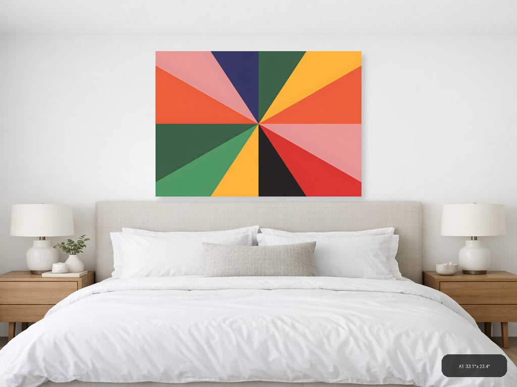 Colorful Geometric Sunburst Pattern Photography Wall Art — A1 / Bedroom