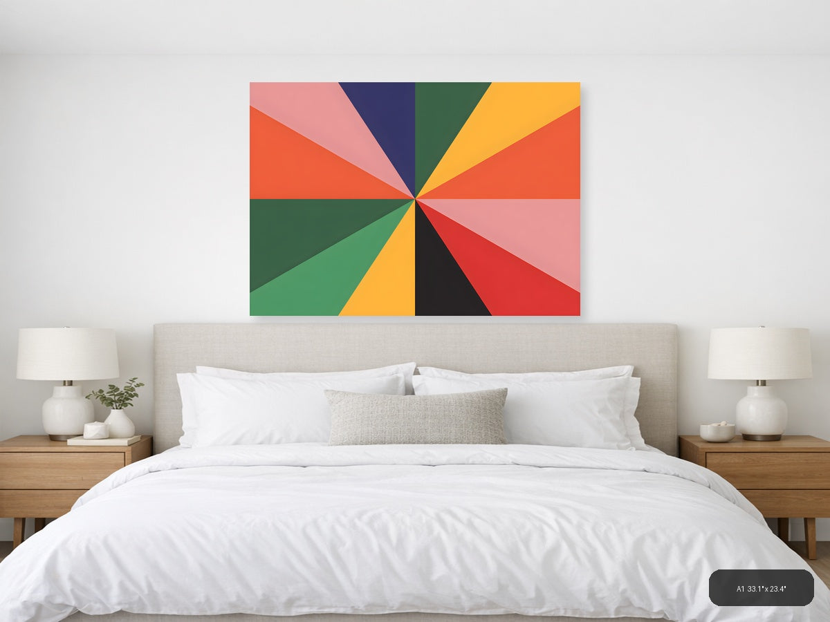 Colorful Geometric Sunburst Pattern Photography Wall Art — A1 / Bedroom