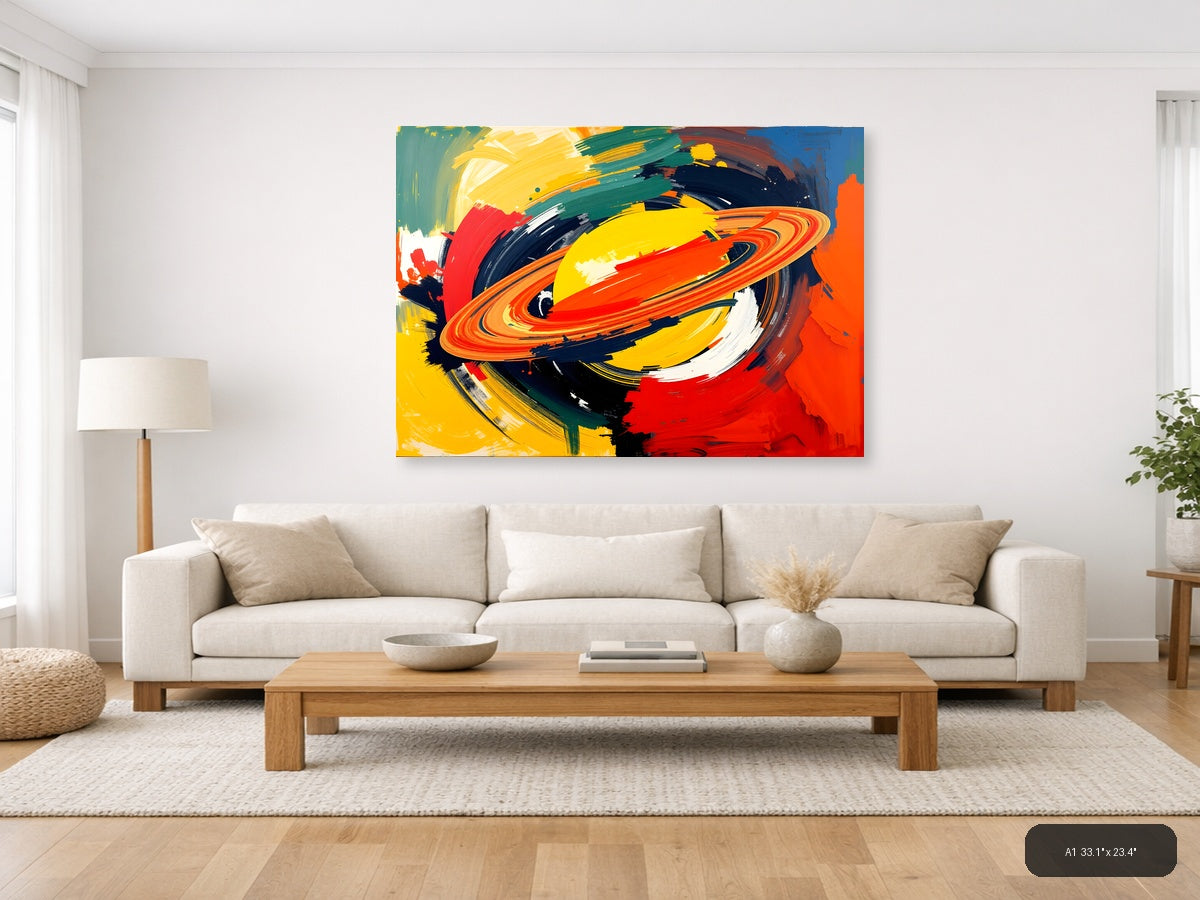 Vibrant Abstract Planet Ring Modern Colorful Wall Art — A1 / Living Room