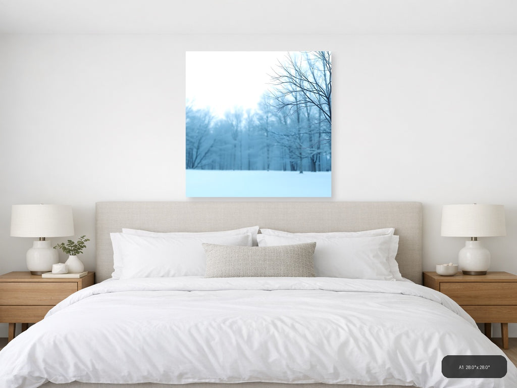 Minimalist Winter Forest Snow Landscape Wall Art — A1 / Bedroom