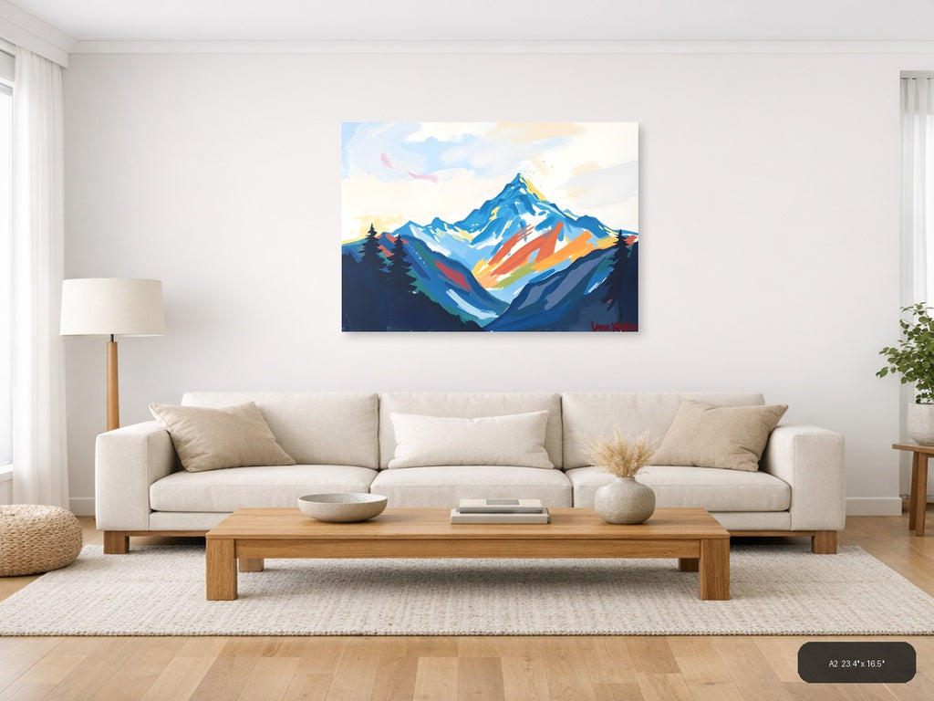 Abstract Mountain Peak with Colorful Valleys Wall Art — A2 / Living Room