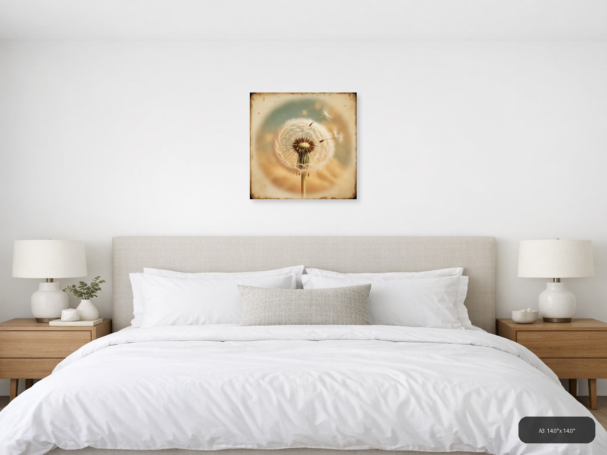 Vintage Dandelion Seedhead Botanical Wall Art — A3 / Bedroom