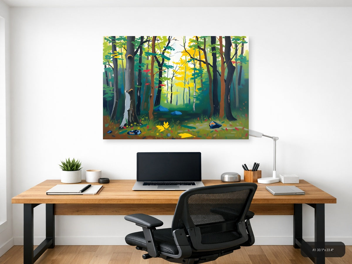 Abstract Forest Stream Landscape Wall Art — A1 / Office