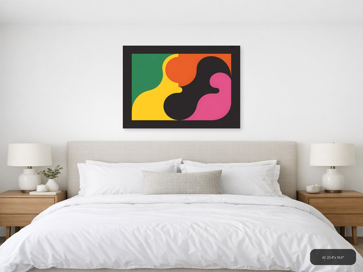 Abstract Geometric Faces Colorful Modern Wall Art — A2 / Bedroom